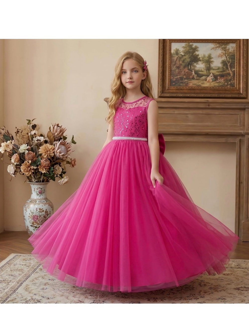 Girls sequin tulle dress formal pageant sparkly Birthday Party.